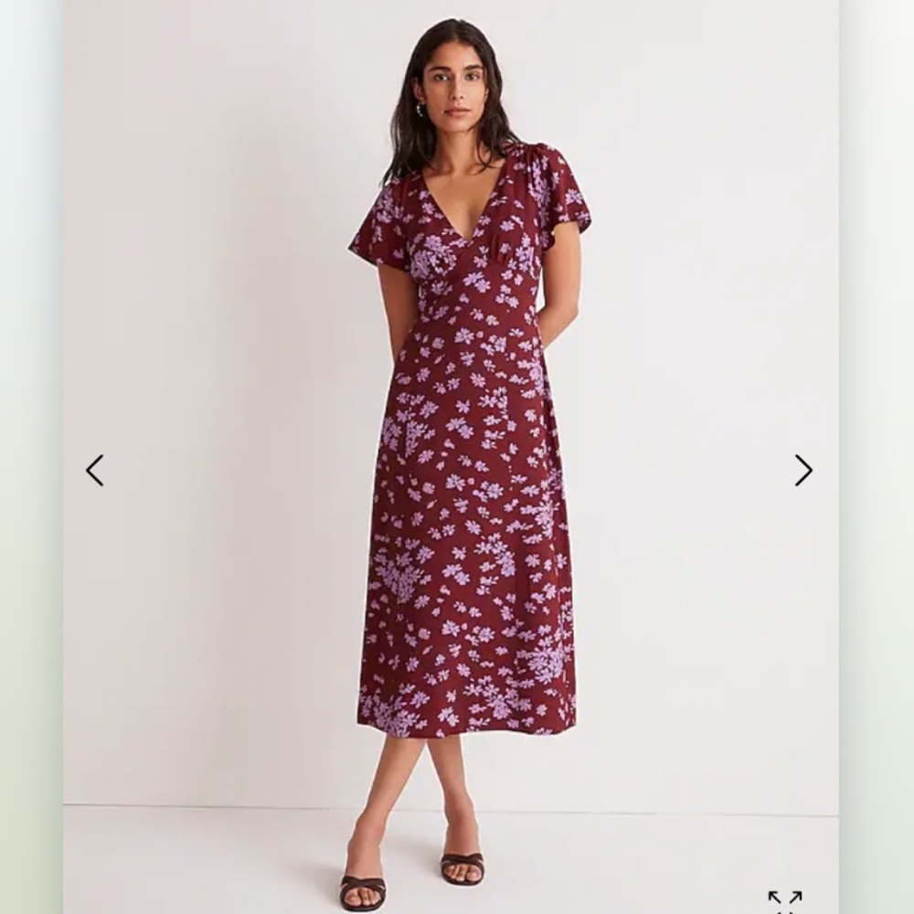Madewell V-Neck Flutter-Sleeve Midi Dress